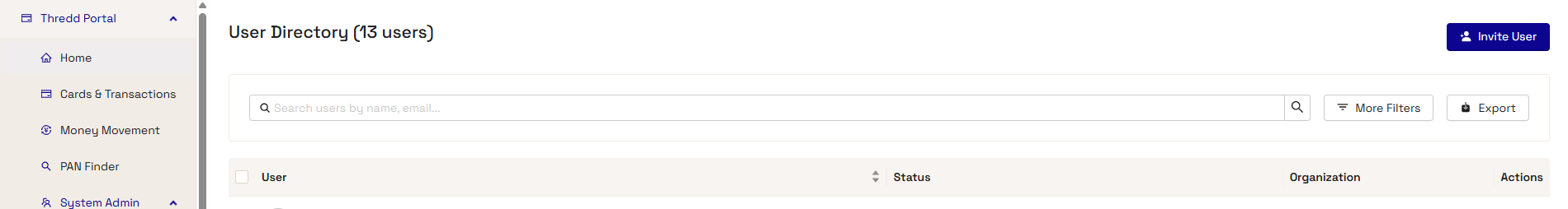 User Directory in Thredd Portal